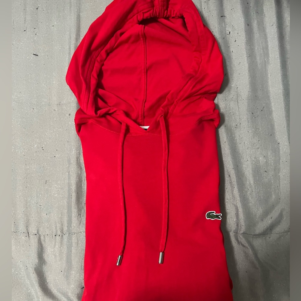 Lacoste Red Hooded Cotton Jersey Sweatshirt